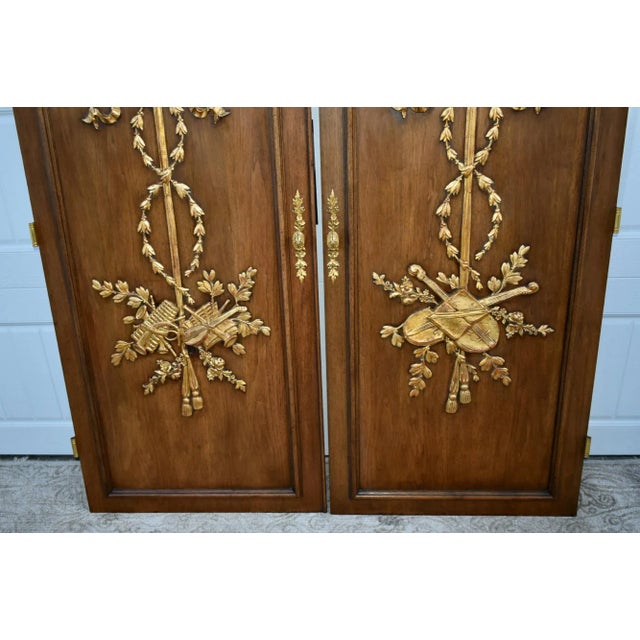 Pair French Cabinet Doors Louis XVI Style Carved Gilt Musical Trophy Vintage For Sale - Image 11 of 12