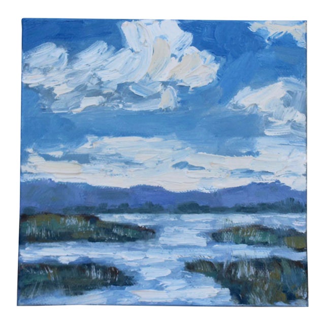 Expressionist Cloudscape in Oil, Rush Ranch Wetlands For Sale
