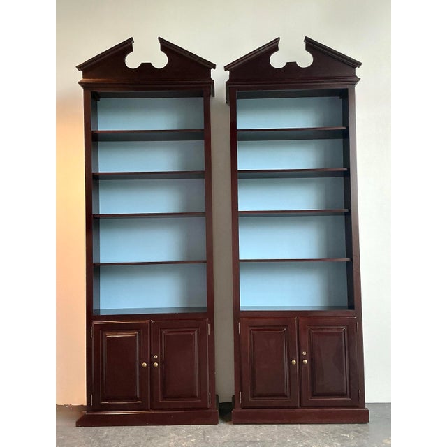 Vintage Pediment Mahogany Etagere - A Pair For Sale - Image 10 of 12