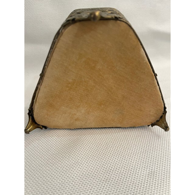 Brass Vintage Filagree Brass Plated and Glass Footed Jewelry Box For Sale - Image 8 of 10
