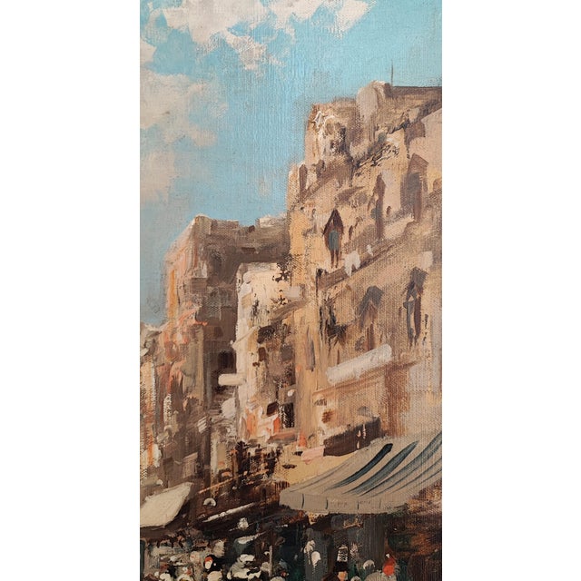 Ezelino Briante, Busy Shopping Street, Oil on Cardboard, 1960s, Framed For Sale - Image 6 of 10