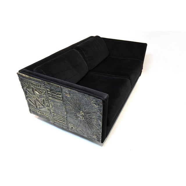 Black Mid 20th Century Adrian Pearsall Brutalist-Inspired Two-Cushion Sofa (1 of 2) For Sale - Image 8 of 16