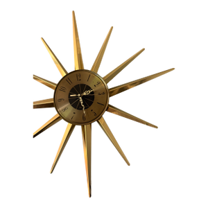 Post Modern McM Starburst Clock Sunburst Brass Seth Thomas