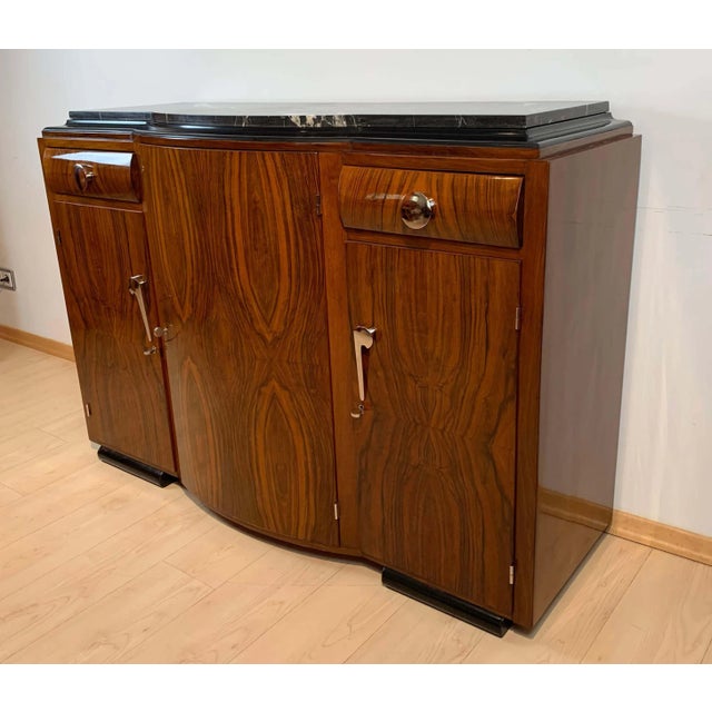 Art Deco Sideboard, Walnut Veneer, Nickel Fittings, France, circa 1930 For Sale - Image 6 of 18