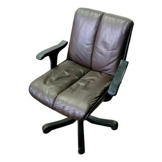 Vintage Wood and Leather Armchair, Italy, 1970s For Sale