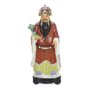 Vintage Porcelain Caishen Figure Chinese God of Wealth Prosperity and Fortune Gold Details