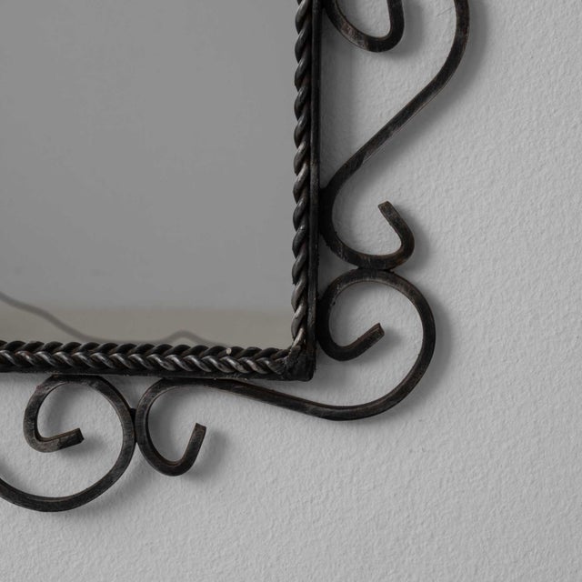 20th Century French Wrought Iron Wall Mirror For Sale - Image 9 of 11