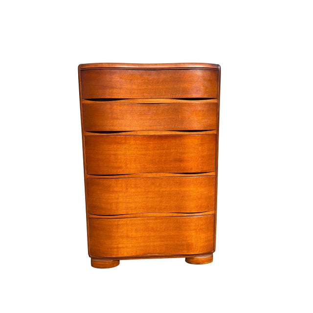 Antique Deco Style Curved Wave Front Tall Dresser Chest of Drawers Beautiful deco design! Lots of storage with a cedar...