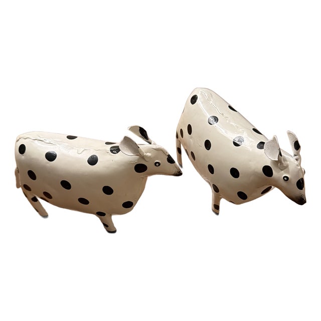 Mackenzie Childs Polka Dot Cows Herd of Two For Sale