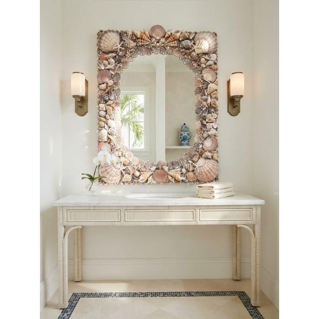 Vintage Handcrafted Coastal Seashell & Starfish Wall Mirror For Sale - Image 12 of 12