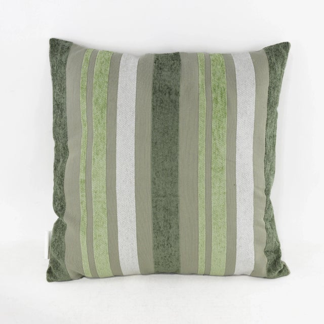 Modern Refreshing Green Stripe Decorative Pillow For Sale - Image 3 of 10