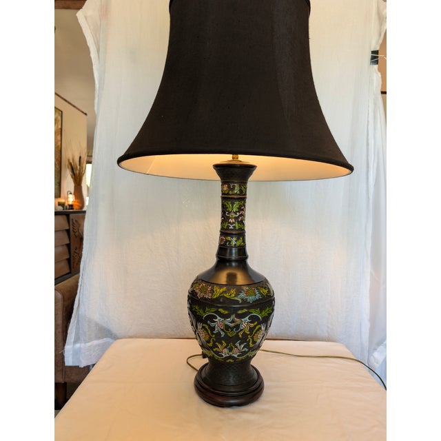 Mid 20th Century Chinese-Style Champlevé Enamel Table Lamp For Sale - Image 9 of 9