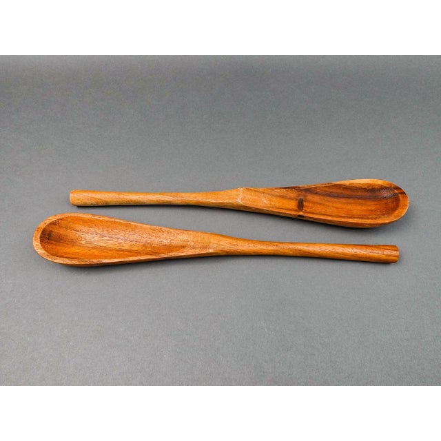 Mid 20th Century Dansk Jhq Teak Wood Large Bowl With Servers & 8 Small Bowls Set- 9 Pieces For Sale - Image 9 of 10