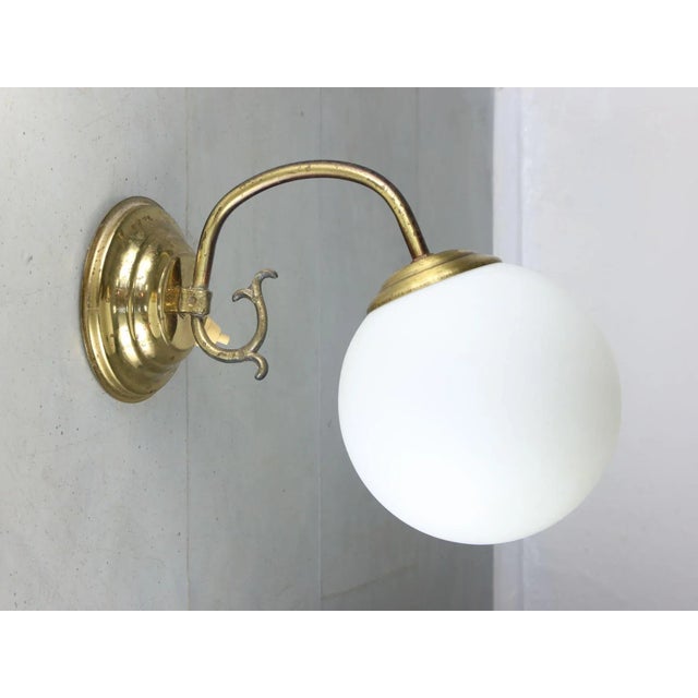 Mid-Century Brass and Opaline Sconce For Sale - Image 9 of 9