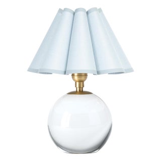 Regina Andrew Giorgio Crystal Mini Lamp, Natural Brass with Mist Blue Scalloped Shade For Sale