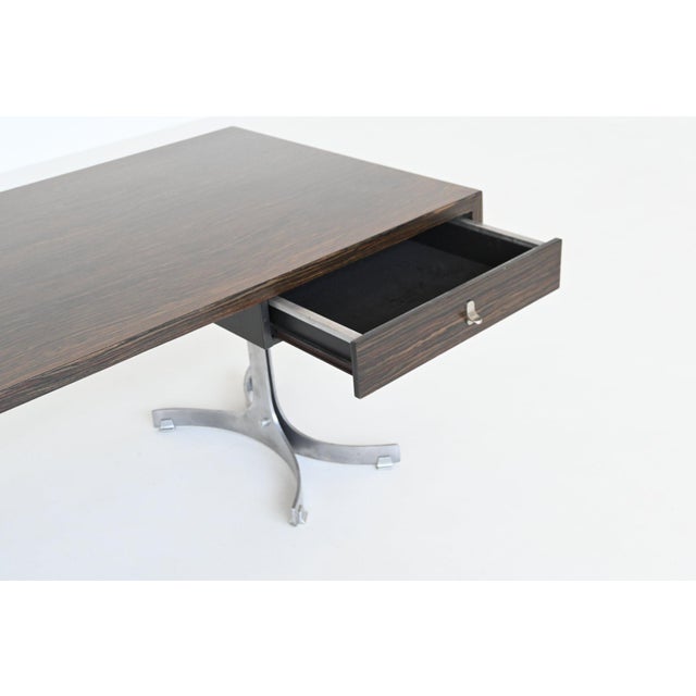 1960s Large Vintage Italian Desk in Rosewood, 1960 For Sale - Image 5 of 18