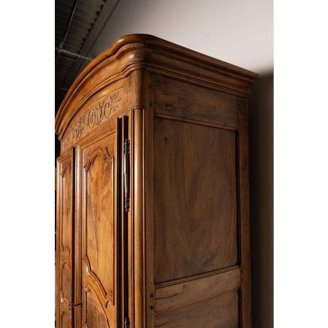 Wood Antique French Provencal Walnut Marriage Armoire, Circa 1800 For Sale - Image 7 of 18