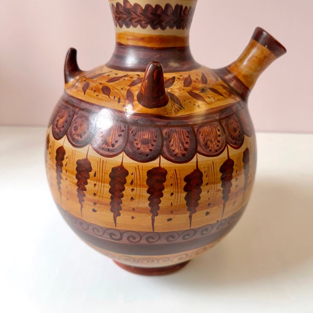 Sculpture Materials Vintage Handcrafted Mexican Tonala Clay Pottery Water Jug For Sale - Image 7 of 11