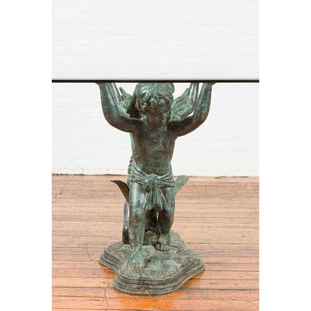 Metal 1960s Greco-Roman Style Bronze Double Cherub Table Base For Sale - Image 7 of 10