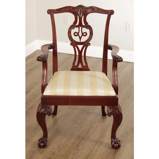Late 20th Century Baker Furniture Chippendale Style Carved Mahogany Armchair For Sale In Philadelphia - Image 6 of 12