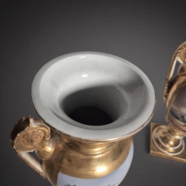 Traditional French Empire Porcelain Vases, Set of 2 For Sale - Image 3 of 11