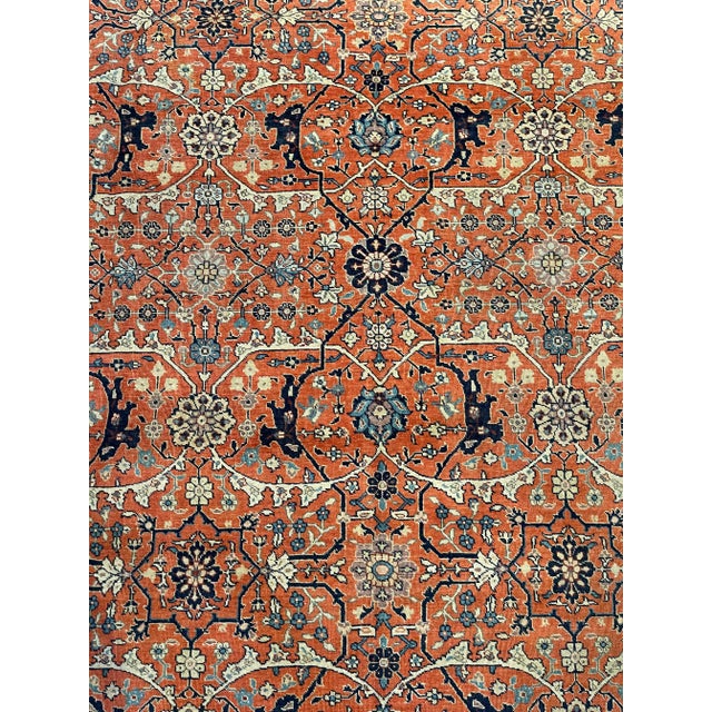 Textile Antique Tabriz Rug Floral Design For Sale - Image 7 of 9