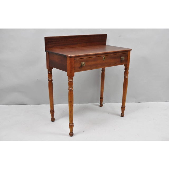 Antique Sheraton Mahogany One Drawer Washstand Server Farmhouse Side Table For Sale - Image 16 of 16