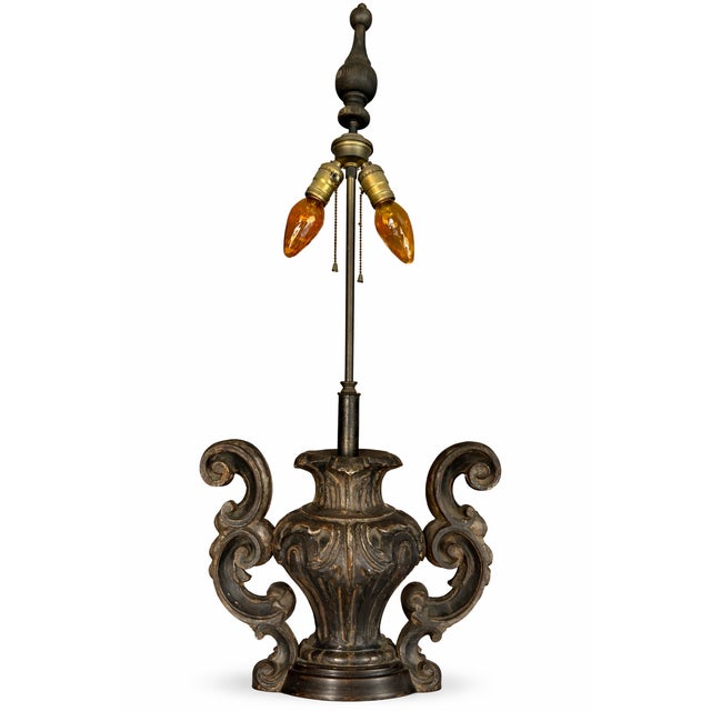 Vintage 47” Monumental Ralph Lauren Style Urn Table Lamp – Carved Compo & Wood Base For Sale - Image 10 of 13