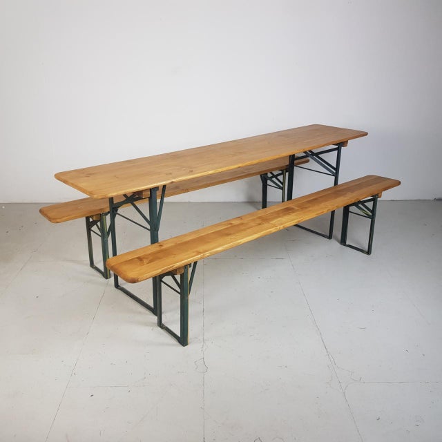 Vintage German Beer Table with Benches For Sale - Image 5 of 5