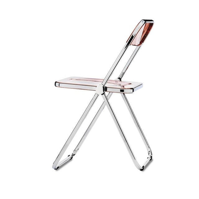 Acrylic Glass Pink and Chrome Plia Chairs by Piretti for Castelli, Italy, 1970s, Set of 4 For Sale - Image 14 of 18