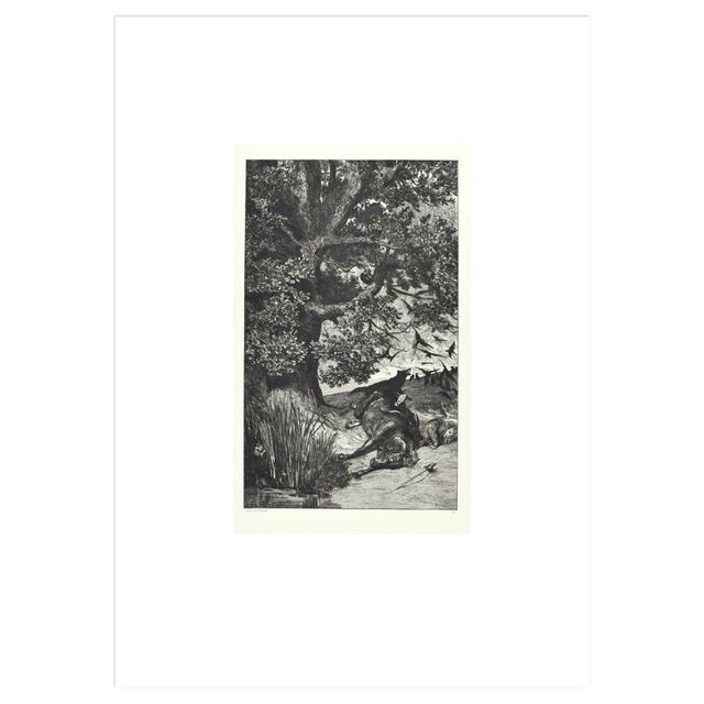Image dimensions: 36.5 x 23 cm. Fallen knight from "intermezzi" is an original print realized by max klinger in 1881....