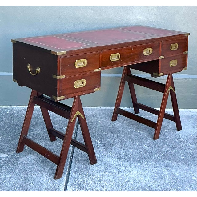 Sienna Vintage Boho Jans of London Campaign Writing Desk For Sale - Image 8 of 11