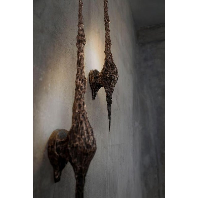 Black High and Dry Sconce in Patinated Cast Bronze by William Guillon For Sale - Image 8 of 17