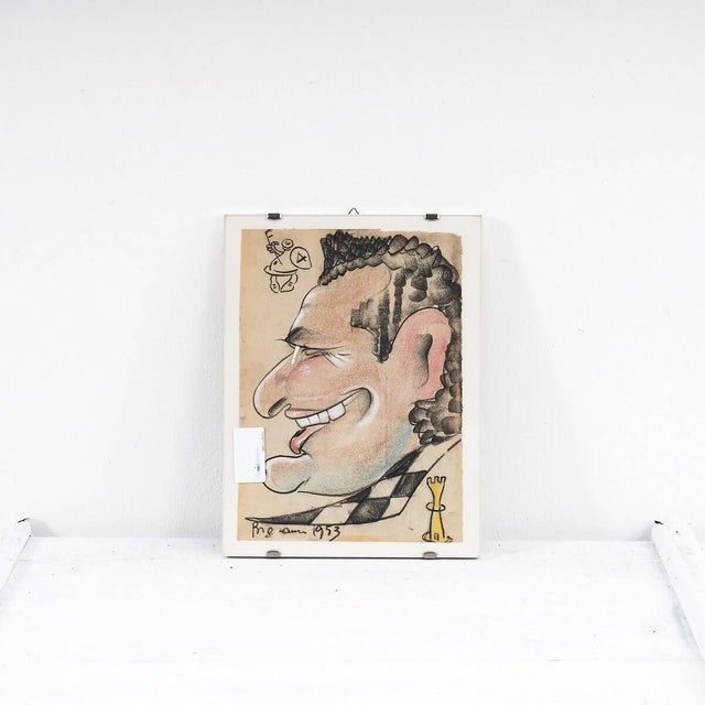 Bignami, Caricature Portrait, 1950s, Drawing on Paper For Sale - Image 5 of 5