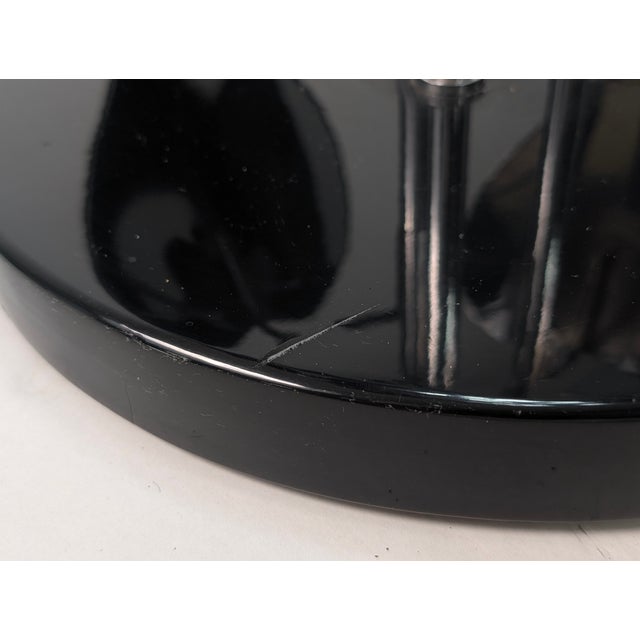 Black Standing Sculpture with Leaves and Circular Base, 1970s, Chrome Plated Metal For Sale - Image 8 of 11