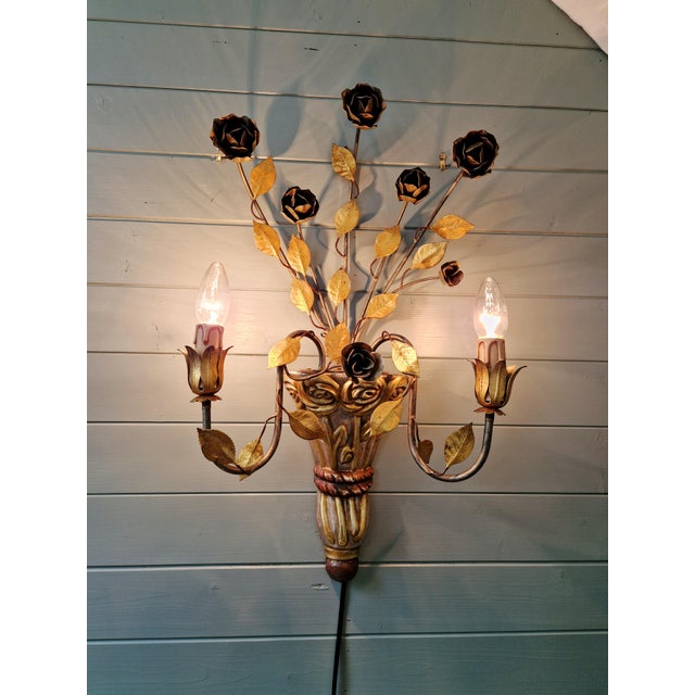 Hollywood Regency Florentine Wall Sconce, 1960s For Sale - Image 9 of 12