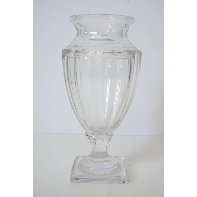 Vintage 1940s Baccarat Style Urn Vase Cut Crystal Footed from a Palm Beach estate. French, signed by the artisan. signed...