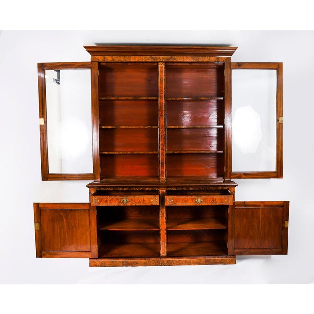 Antique Victorian Burr Walnut and Inlaid Bookcase, 1800s For Sale - Image 4 of 18