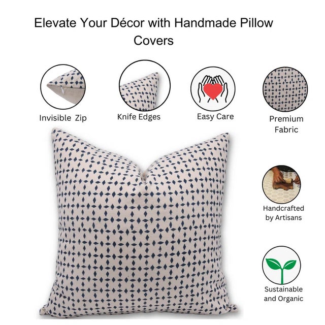 Fabdivine Block Print Cushion Cover 22x22 Inch - Diamond For Sale - Image 9 of 9