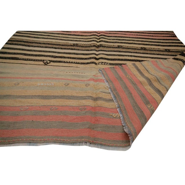 Mid 20th Century Striped Wool Vintage Kilim Rug- 5′10″ × 7′7″ For Sale - Image 5 of 7