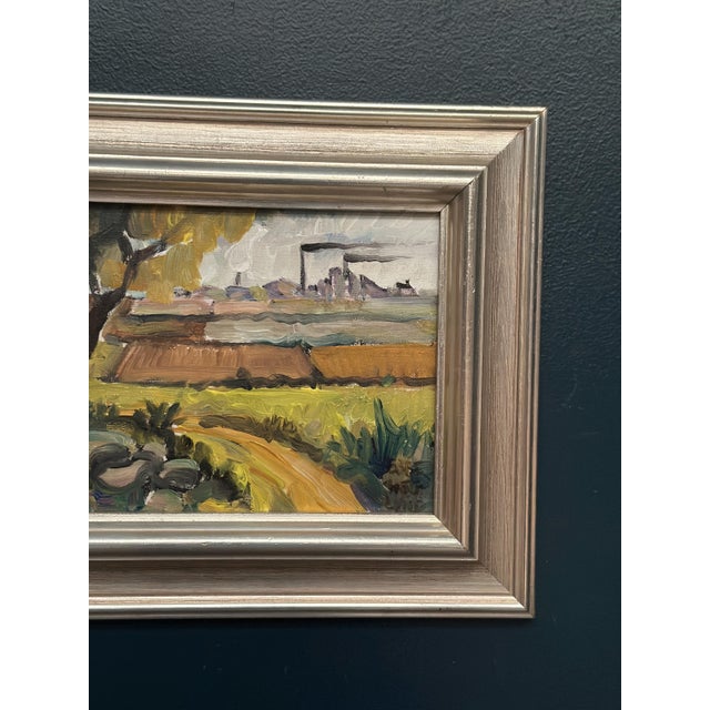 1970s Industrial Landscape, 1976, Oil on Canvas For Sale - Image 5 of 9