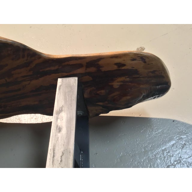 Antique Steel and Chestnut Bench For Sale - Image 5 of 8