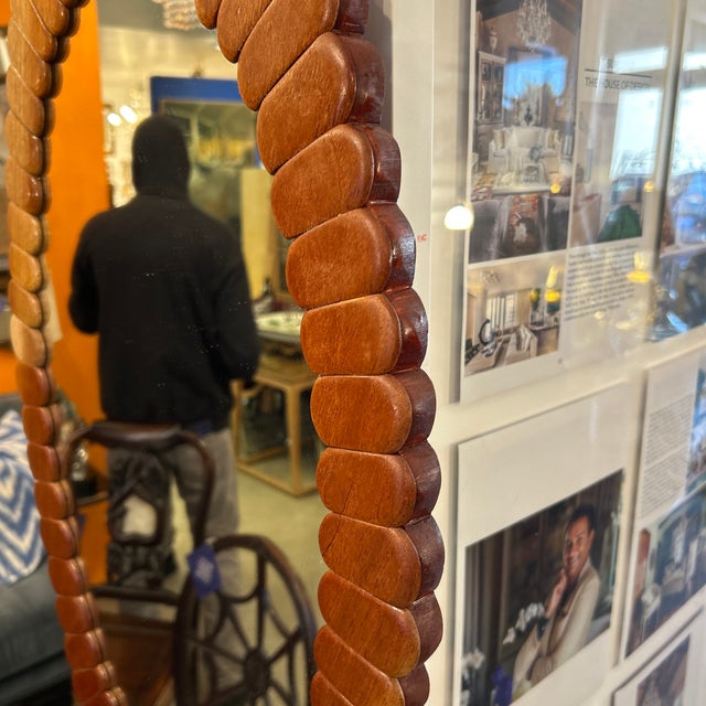 Wood Solid Wood Oval Mirror For Sale - Image 7 of 11