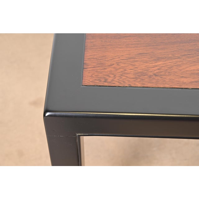 Dunbar Style Rosewood and Black Lacquered Extension Dining Table, Newly Refinished For Sale In South Bend - Image 6 of 11