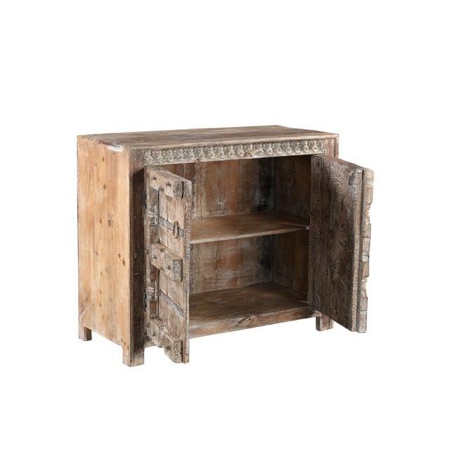 Farmhouse Cabinet/Buffet Constructed From Antique Indian Carved Door Panels and Reclaimed Wood For Sale - Image 3 of 4