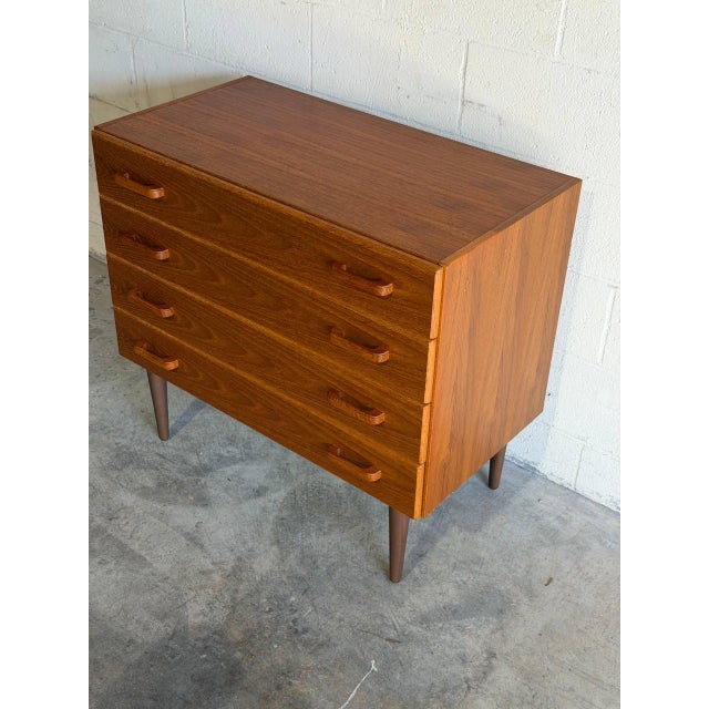 Danish Teak 4-Drawer Dresser Compact Mid-Century Modern Chest of Drawers 1960s For Sale - Image 4 of 10
