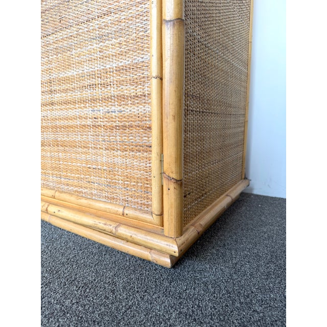 Wood Bamboo Rattan and Brass Sideboard by Dal Vera, Italy, 1970s For Sale - Image 7 of 12