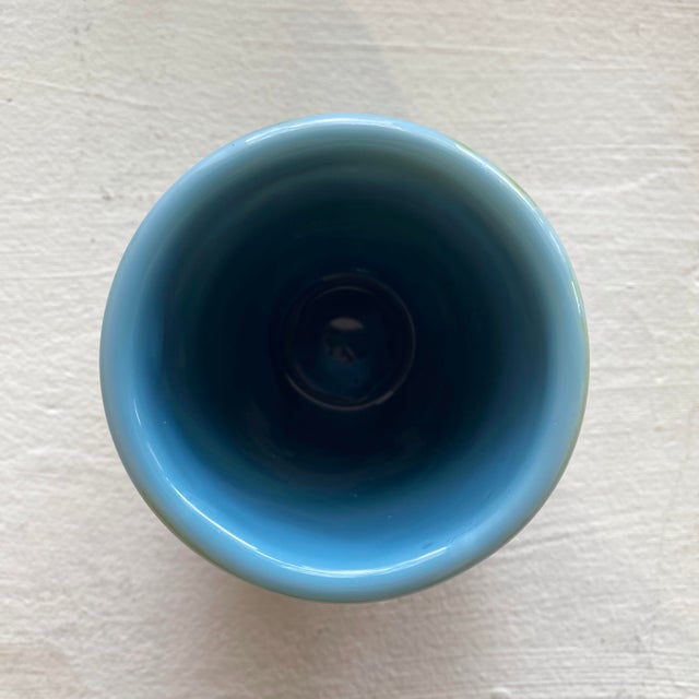 Contemporary Vintage Blue and Earthy Green Glazed Ceramic Cup For Sale - Image 3 of 4