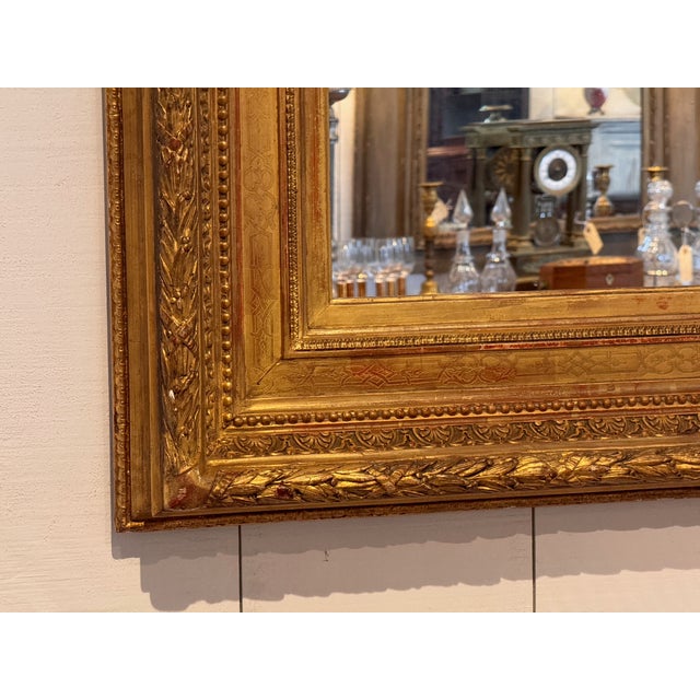 19th Century 19th Century Carved and Gilt Wood Wall Mirror For Sale - Image 5 of 8