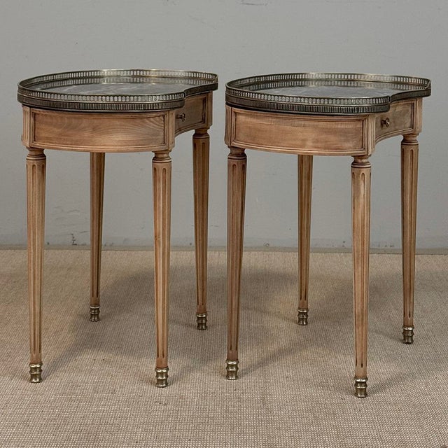 Pair of Louis XVI Neoclassical Stripped Mahogany Side Tables With Bronze Trim For Sale - Image 9 of 18